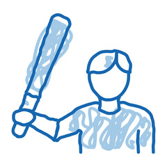 Baseball Player doodle icon hand drawn illustration