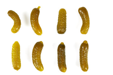 small pickled cucumbers isolated on white background