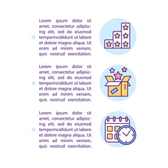 Preferred benefits and timing based segments concept line icons with text