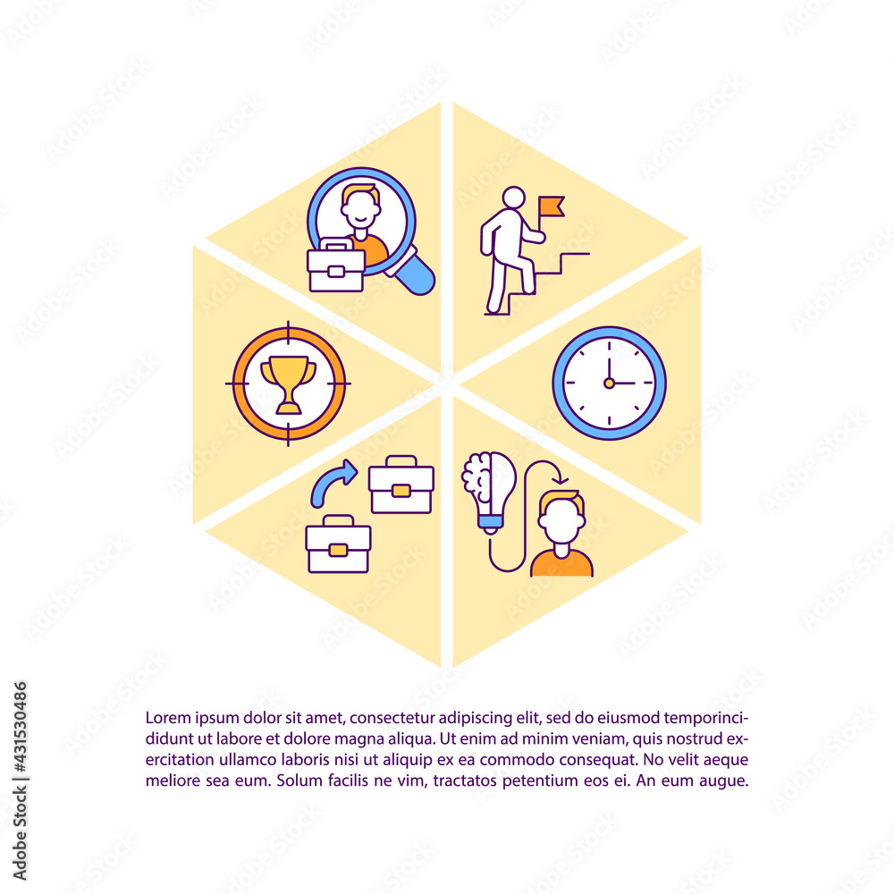 Poster way to success concept line icons with text