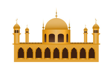Mosque Beautiful golden color on white background for card design or Ramadan Kareem background.