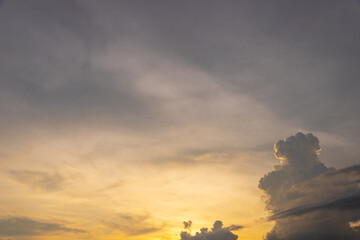 Beautiful sky. Clouds in twilight sky in evening. Colorful sky in twilight time.