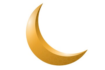 Fototapeta na wymiar Crescent moon Beautiful golden color on white background for card design or Ramadan Kareem background.