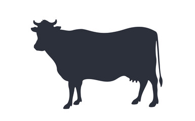 Cow silhouette. Vintage retro print cow silhouette