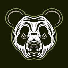 Panda head vector colorful illustration isolated on dark background