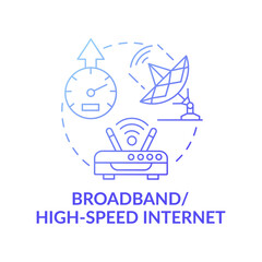 Broadband, high speed internet dark blue concept icon