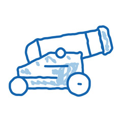 Vintage Cannon doodle icon hand drawn illustration