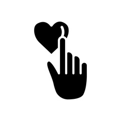 hand touch icon with heart. charity symbol, donation, humanity. Editable stroke. Design template vector
