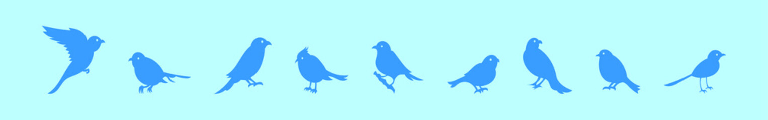 set of bird cartoon icon design template with various models. vector illustration isolated on blue background
