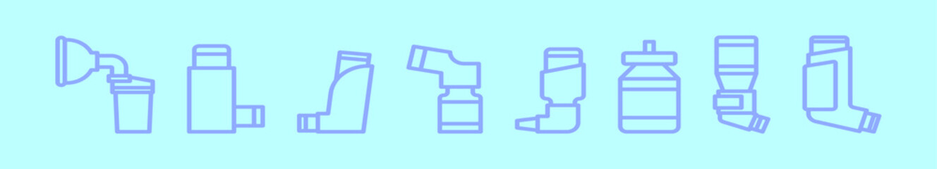 set of asthma and allergy cartoon icon design template with various models. vector illustration isolated on blue background