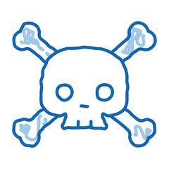 Cross Bones Skull doodle icon hand drawn illustration