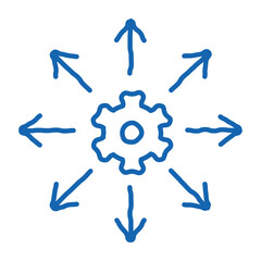 Gear Arrows doodle icon hand drawn illustration