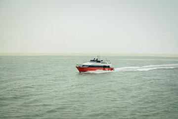 A boat floating in the sea.