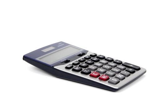 Black And Gray Digital Calculator On White Background.