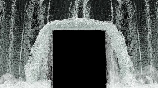Waterfall texture loop isolated on black background. 4K for mapping 3d illustration.