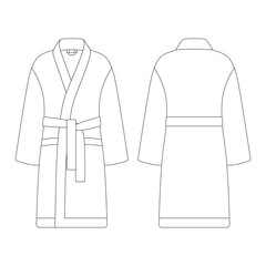 Template bathrobe vector illustration flat sketch design outline - obrazy, fototapety, plakaty