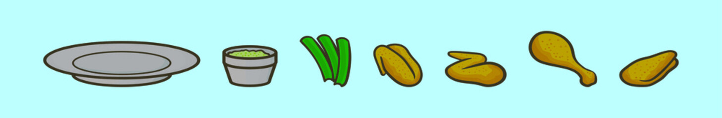 set of buffalo wings logo cartoon icon design template with various models. vector illustration isolated on blue background