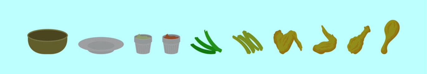 set of buffalo wings logo cartoon icon design template with various models. vector illustration isolated on blue background