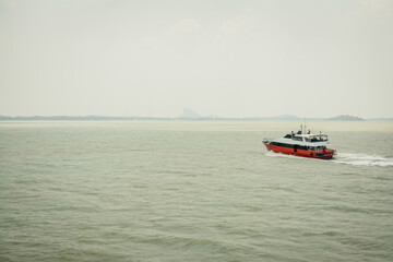 A boat floating in the sea.