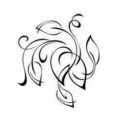 Obraz premium ornament 1738. decorative abstract element with stylized leaves and vignettes in black lines on a white background