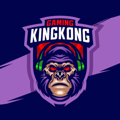 Kingkong mascot gaming logo template