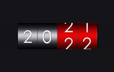 2021 2022 countdown timer isolated on black background. Happy new year and Merry christmas