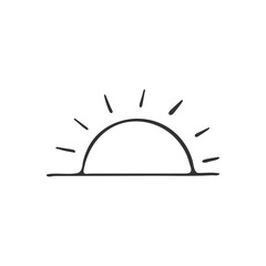 Hand drawn sun icon isolated on white background. Vector illustration