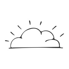 Hand drawn cloud icon isolated on white background. Vector illustration