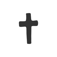 Obraz premium Hand-drawn Christian cross isolated on white background. Religion and Christianity. Christian symbol. Vector illustration