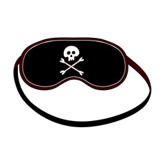 Black sleep mask with skull face isolated on white background