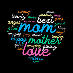 Lovely mom quotes in heart shape. Happy mother’s day cerebration.