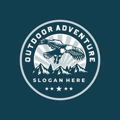 Outdoor adventure mountain badge logo