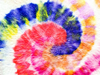 Rainbow Spiral Tie Dye Batik. White Swirl Watercolor Drawing. Coral Aquarelle Texture. Mauve Grungy Paint. Colorful Hippie Background. Violet Brush Paint. Hard Grunge.