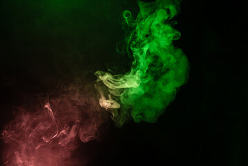 Green and pink steam on a black background.