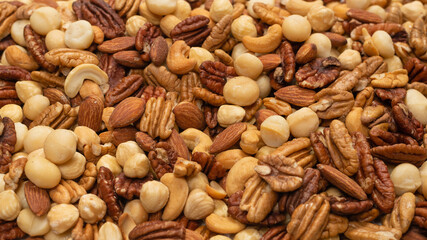 Mix of nuts as a background.