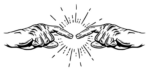 Vintage hand drawn pointing hand