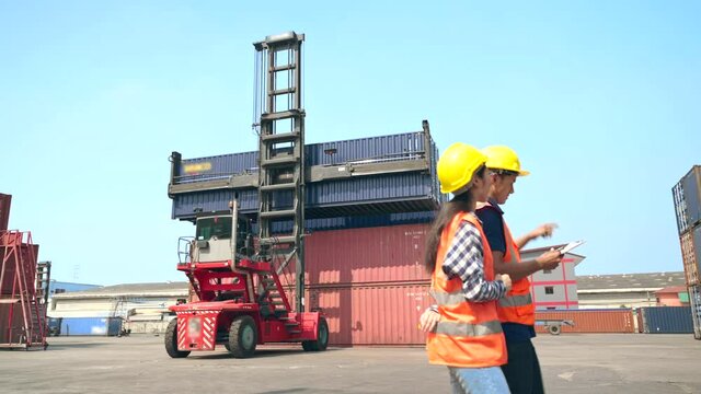 workers on a container yard