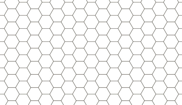 Seamless pattern of hexagonal honeycomb background. Hexagon tile, cells pattern. Mosaic shapes. Vector illustration
