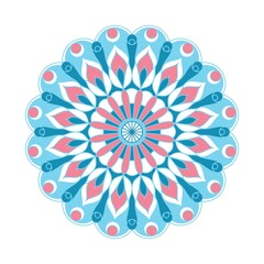 Mandala ornament vector. A symmetrical geometry color flower. Ethnic draw. Winter illustration.