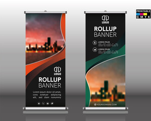 Business Roll-up banner. Standee Design. Banner Template. Presentation and Brochure. Vector illustration
