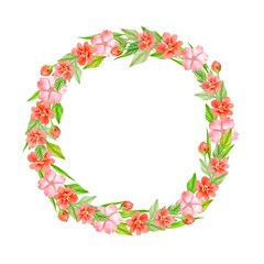 Watercolor vintage festive wreath of wildflowers. Element for your design. Perfect for Mother's Day greeting cards, happy spring, Easter, print, poster, packing