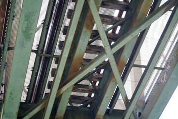 Steel construction as a railway bridge in Germany with riveted steel girders