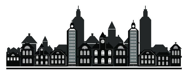 several vectors of buildings and skyscrapers