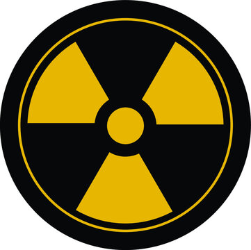 Radiation symbol conventional three blade design, yellow against black background. Available in EPS10 or jpg.