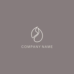 A symbol or logo of a simple, minimalistic, stylized flower bud shape, consisting of two elements. Made with a thin line.