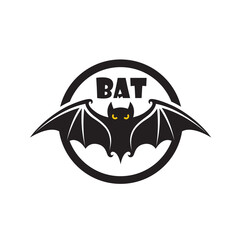emblem of halloween flying bat isolated on white background