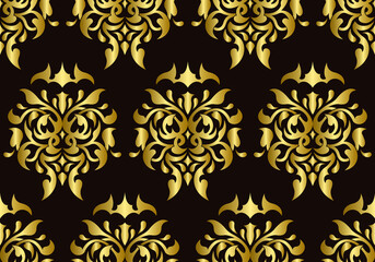 Obraz premium Damask Golden Seamless Pattern, Luxury textures for wallpapers, Backgrounds.