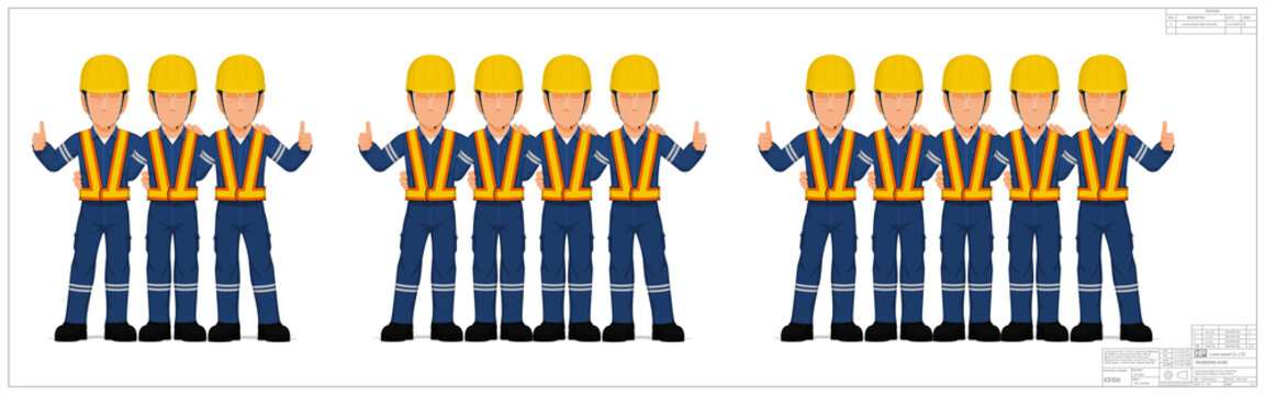Group of industrial worker on white background