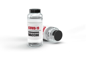 3D Render of Covid-19 or Corona Virus Vaccine Bottle