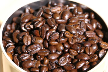 Tasty dark brown whole organic coffee beans